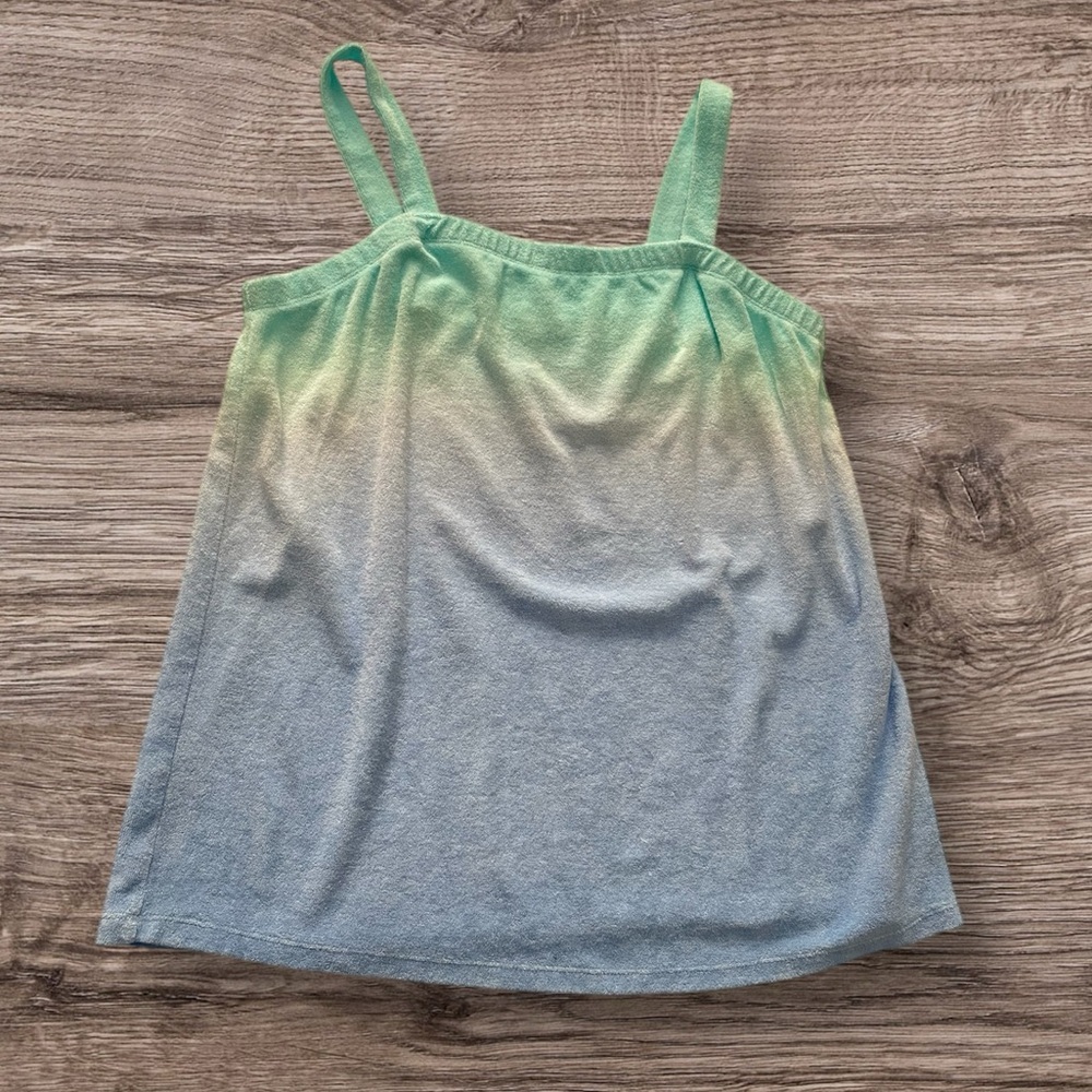 Girls Wonder Nation Sky Blue/ Ocean Green Terry Tank Top Sz XL (14-16)